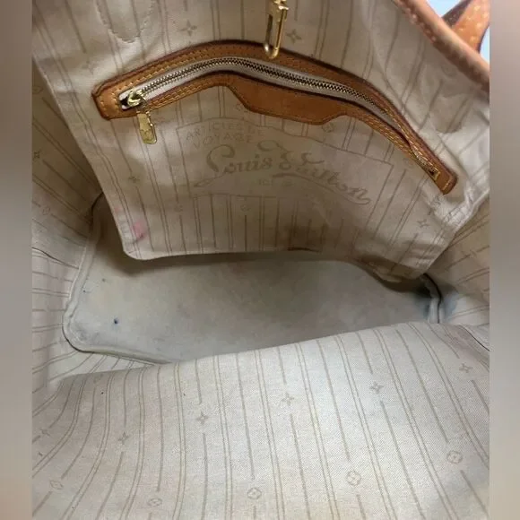 Authentic Louis Vuitton Damier Azur Neverfull MM Tote Bag - Picture 12 of 15